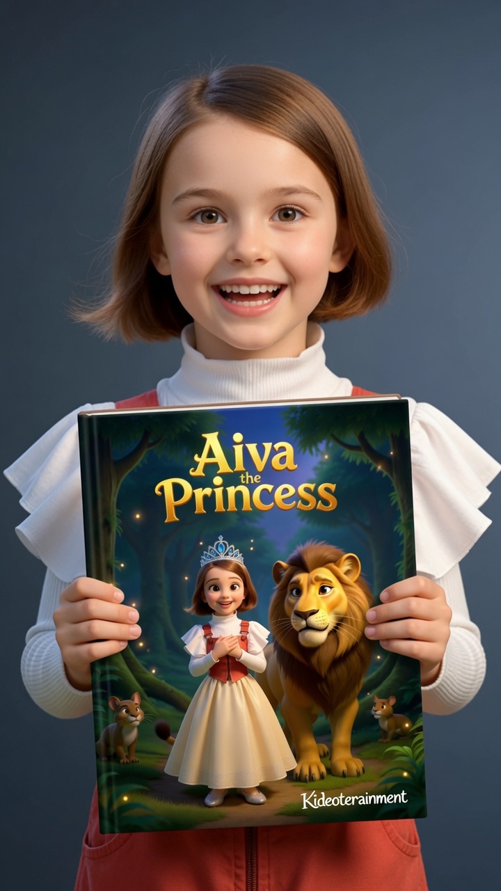 Personalized storybook showing a child holding a custom princess book